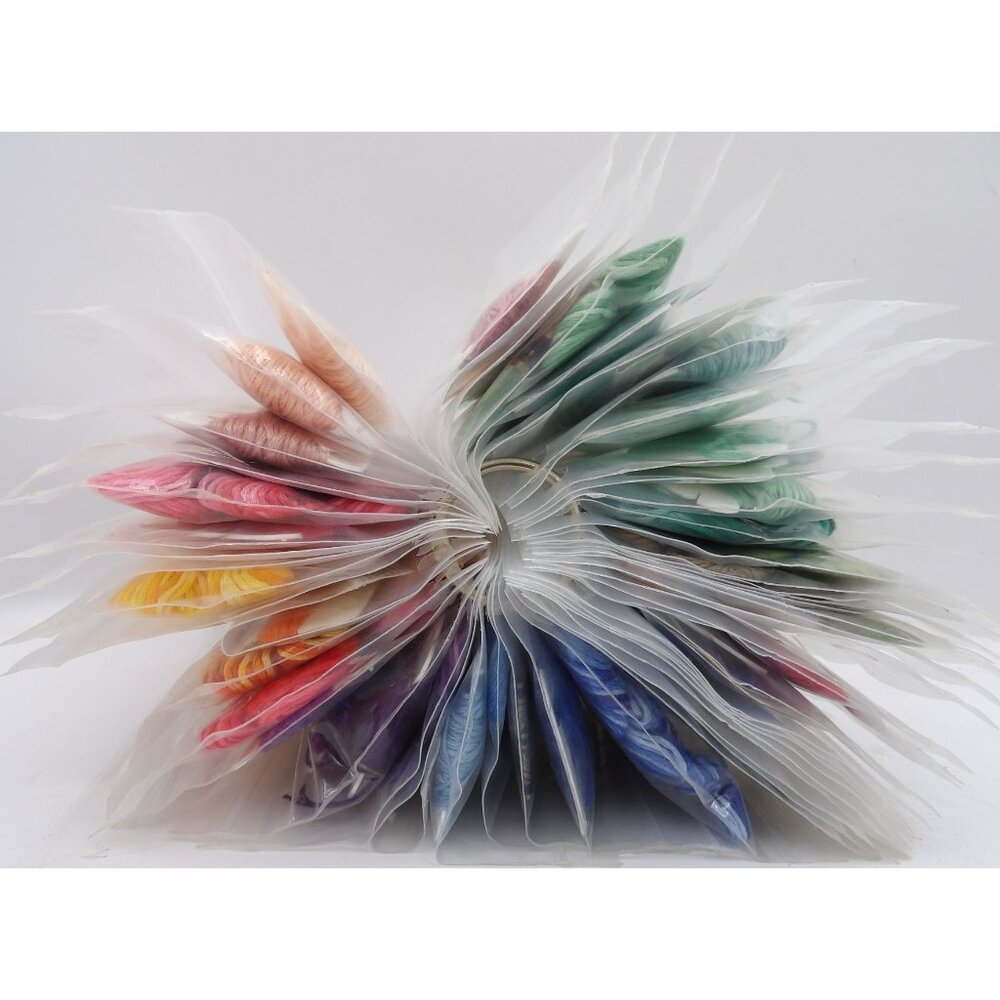 Embroidery Thread Assortment of 47 bags floss and Some Empty Tags